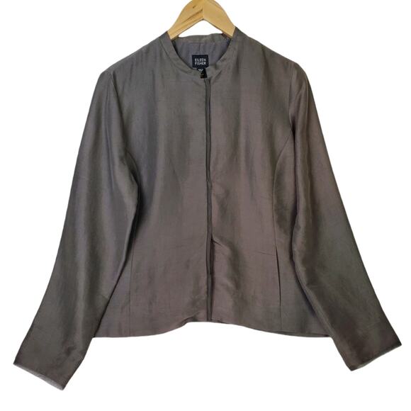 Eileen Fisher SZ M 100% Silk Brown Jacket/Blazer - Picture 2 of 5